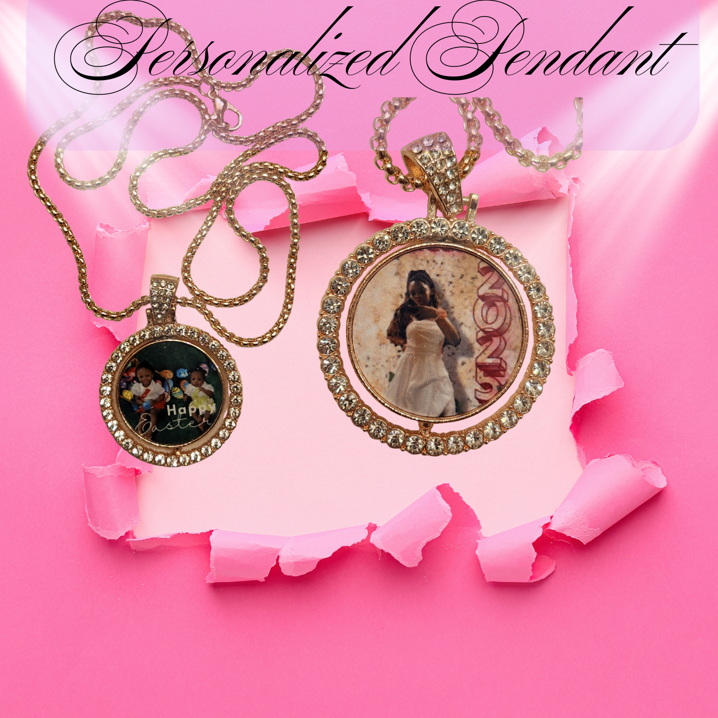 Flippable Custom Photo Pendant Necklace