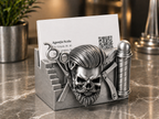 Barber Skull Business Card Holder